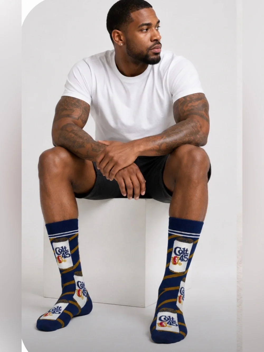 Colt 45 Navy Blue Novelty Crew Socks -